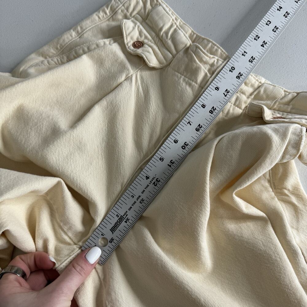 Pilcro Anthro Mid-Rise Wide-Leg Trouser Jeans Womens 26 Cream Utility Pants Boho - Picture 10 of 13